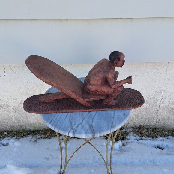 African Statue Man On Boat - Picture 4 of 11